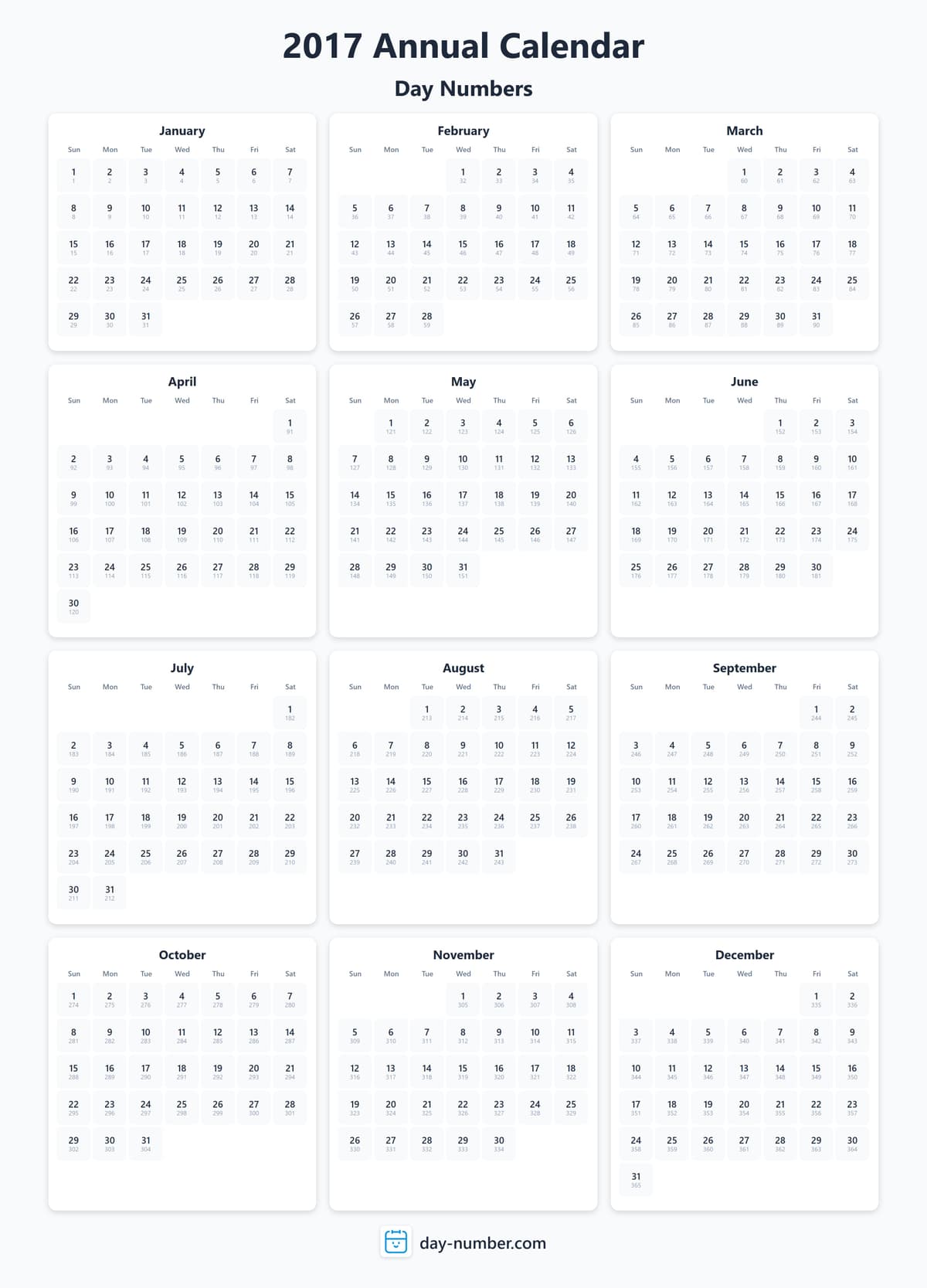 View 2017 complete day number calendar - Track yearly progress 2017-day-numbers-Calendar-en-bg-Dwhite-day-number