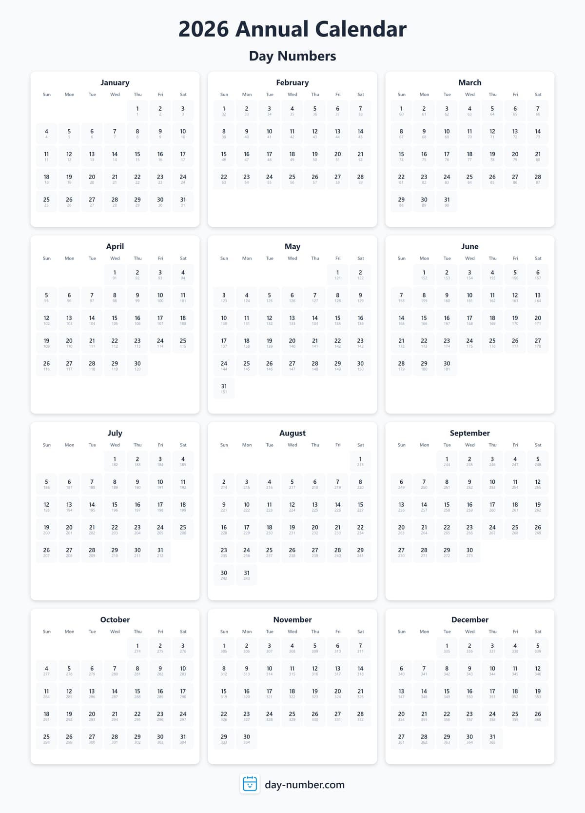 View 2026 complete day number calendar - Track yearly progress 2026-day-numbers-Calendar-en-bg-Dwhite-day-number